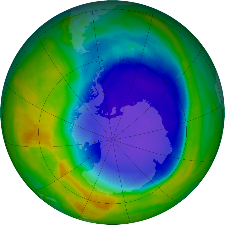 Antarctic ozone map for 31 October 1999
